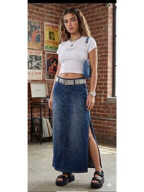 No Boundaries Denim Maxi Skirt Blue Size 15 Y2K Minimalist Spring Casual Summer